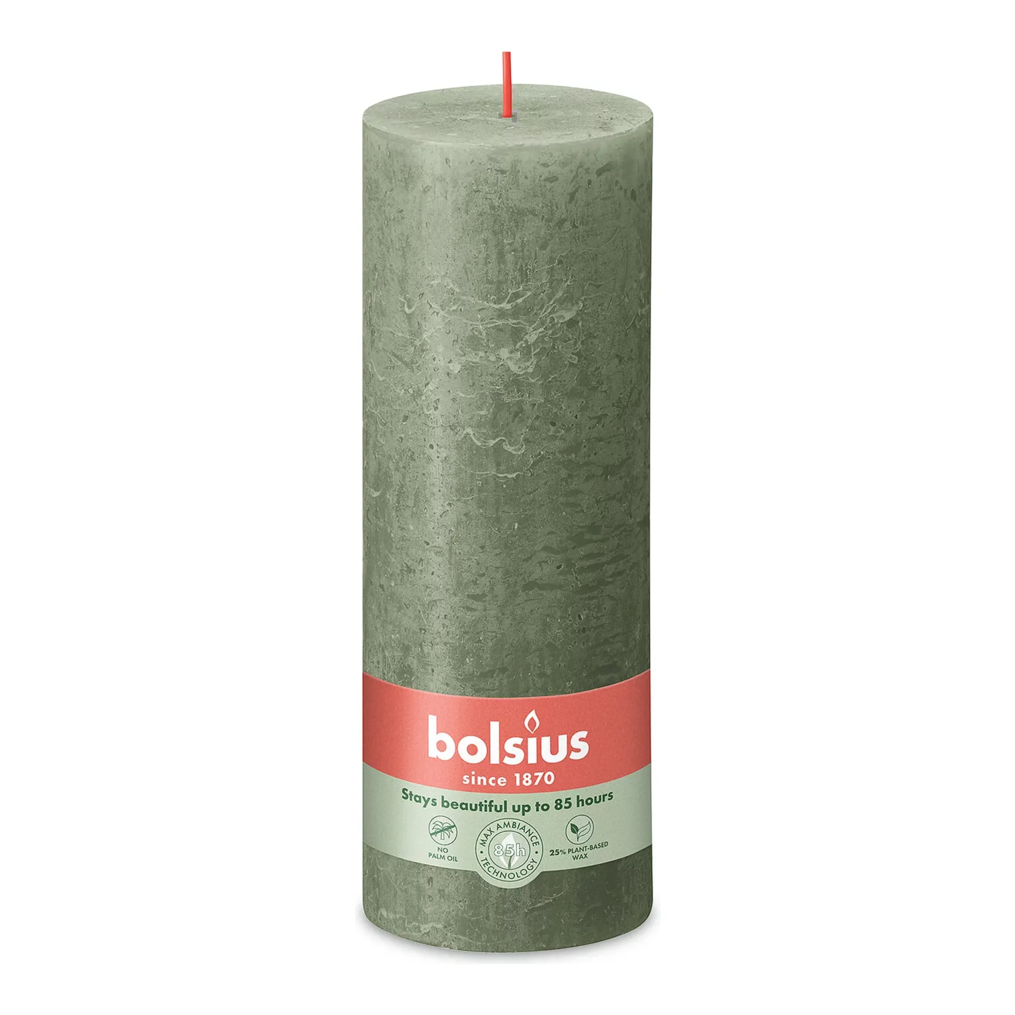 Bolsius Rustiek Stompkaars Fresh Olive Ø68x190 mm 85 uur (4 stuks)