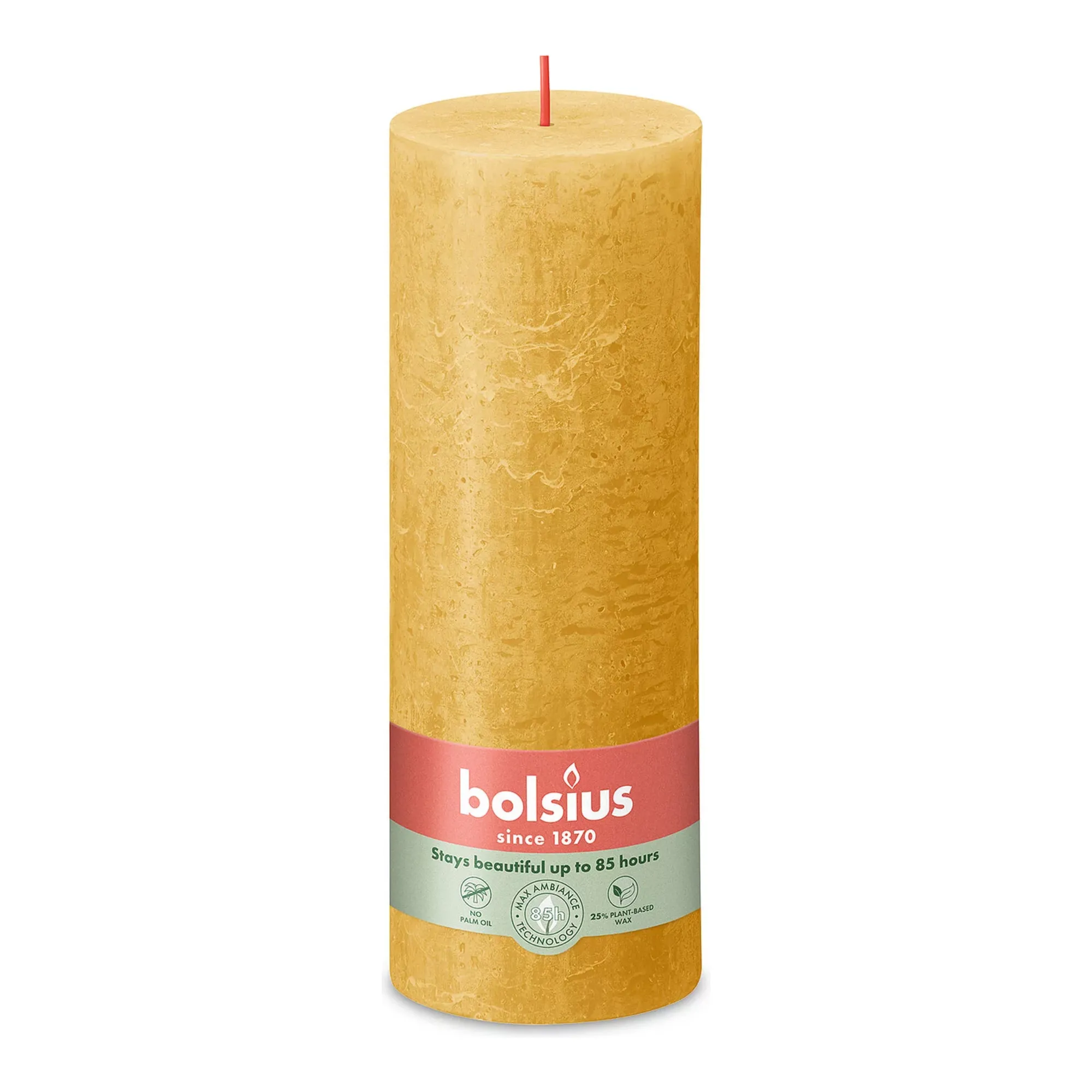 Bolsius Rustiek Stompkaars Honey Yellow Ø68x190 mm 85 uur (4 stuks)