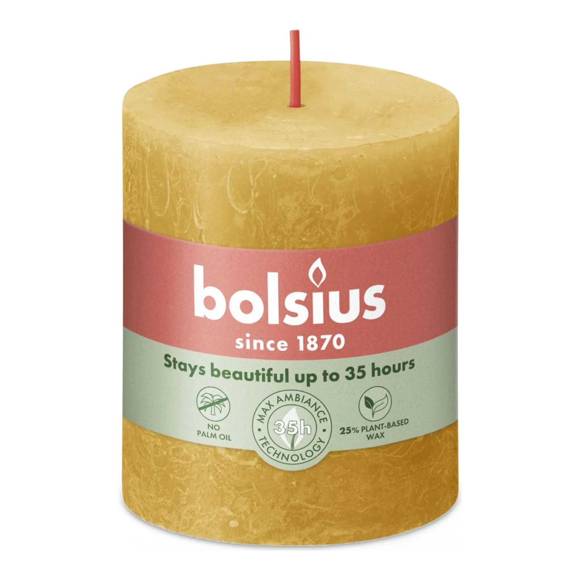 Bolsius Rustiek Stompkaars Honey Yellow Ø68x80 mm 30 uur (4 stuks)