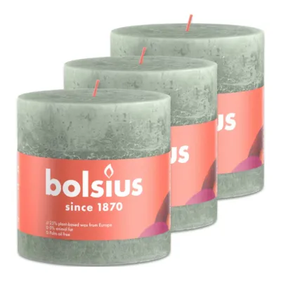 Bolsius Rustiek Stompkaars Jade Green Ø100x100 mm 62 uur (3 stuks)
