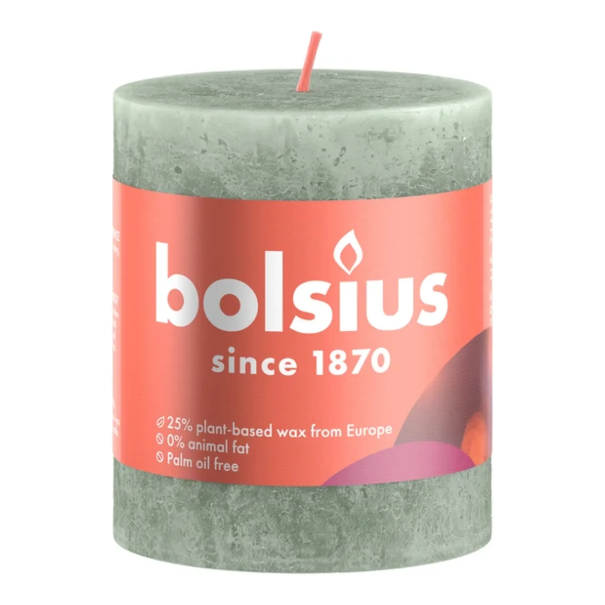 Bolsius Rustiek Stompkaars Jade Green Ø68x80 mm 30 uur (4 stuks)