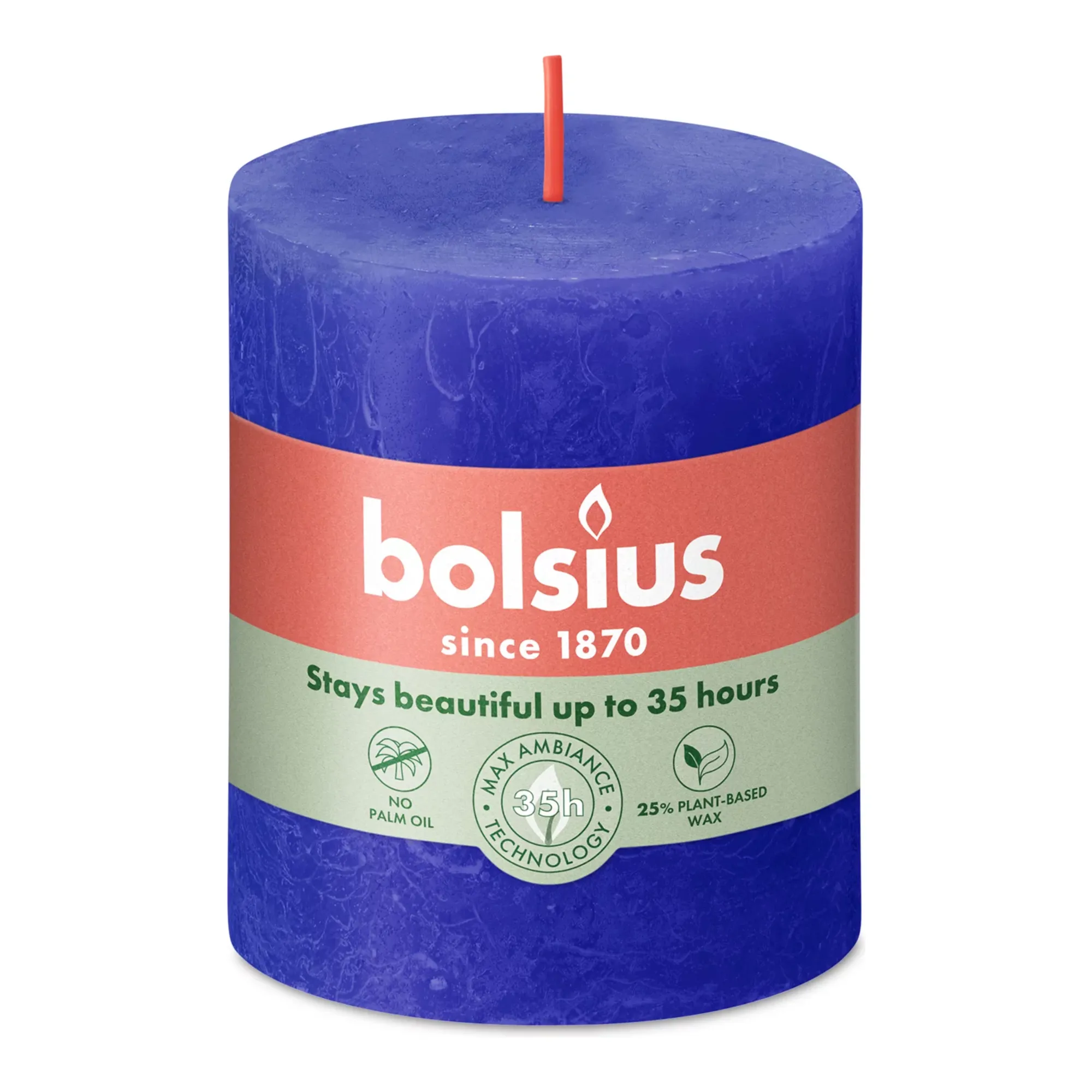 Bolsius Rustiek Stompkaars Majorelle Blue Ø68x80 mm 30 uur (4 stuks)