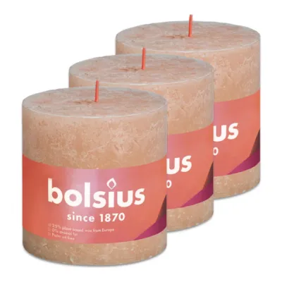 Bolsius Rustiek Stompkaars Misty Pink Ø100x100 mm 62 uur (3 stuks)