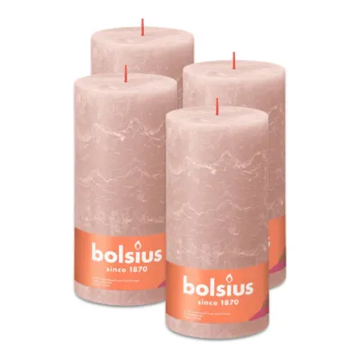 Bolsius Rustiek Stompkaars Misty Pink Ø100x200 mm 125 uur (4 stuks)