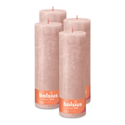 Bolsius Rustiek Stompkaars Misty Pink Ø100x300 mm 200 uur (4 stuks)