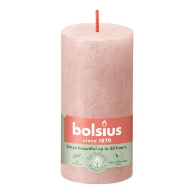 Bolsius Rustiek Stompkaars Misty Pink Ø50x100 mm 30 uur (8 stuks)