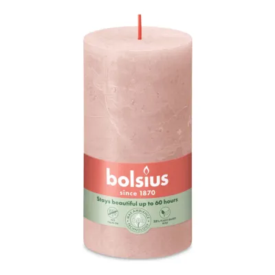 Bolsius Rustiek Stompkaars Misty Pink Ø68x130 mm 60 uur (4 stuks)