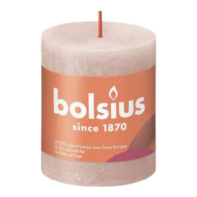 Bolsius Rustiek Stompkaars Misty Pink Ø68x80 mm 30 uur (4 stuks)