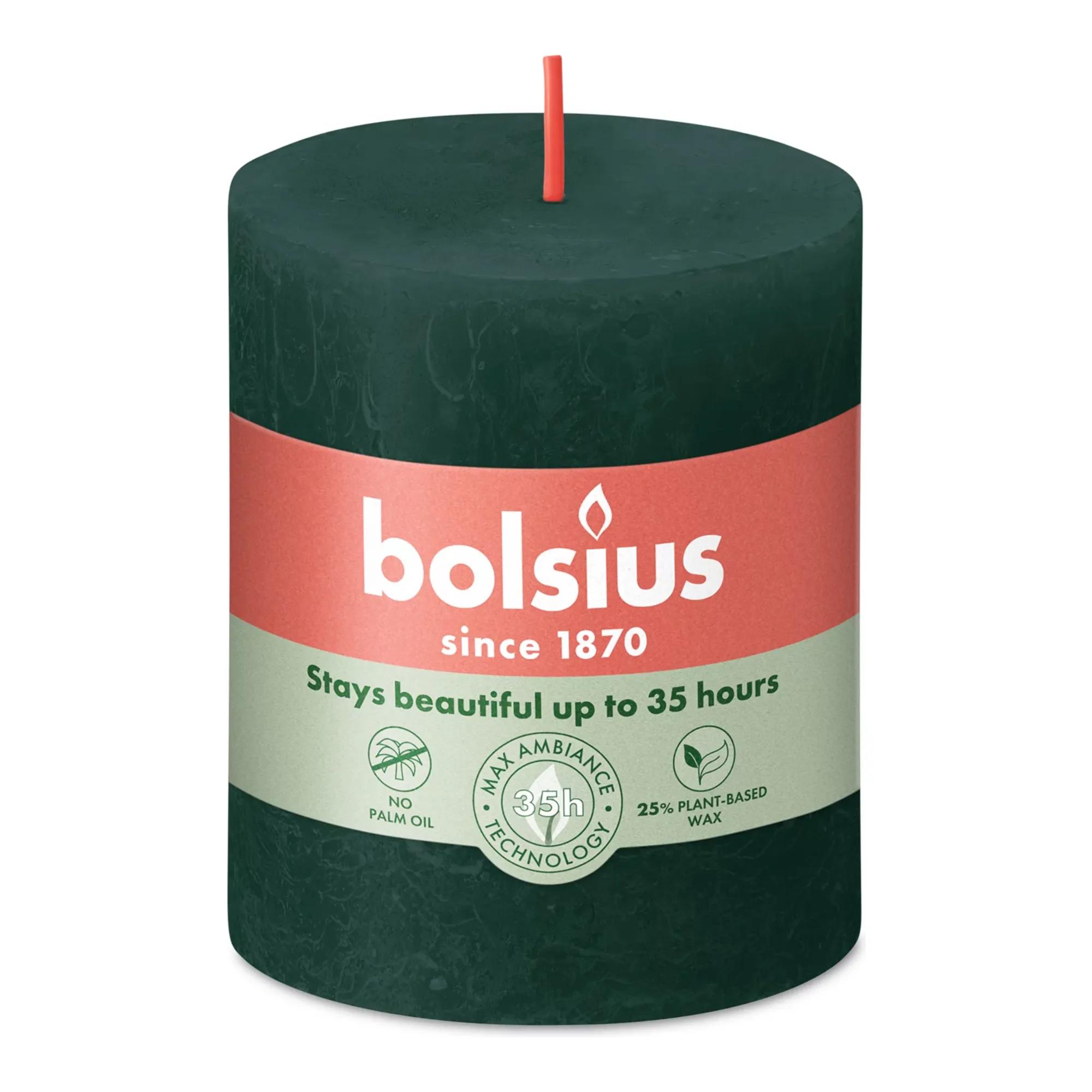Bolsius Rustiek Stompkaars Pine Green Ø68x80 mm 30 uur (4 stuks)