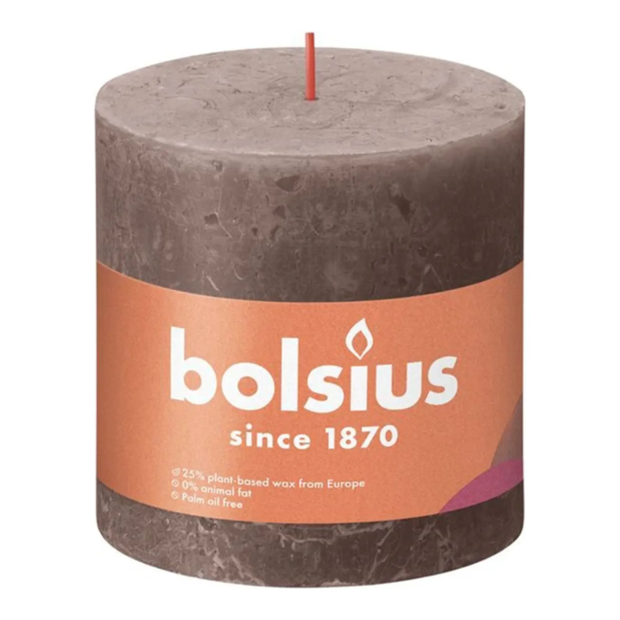 Bolsius Rustiek Stompkaars Rustic Taupe Ø100x100 mm 62 uur (3 stuks)