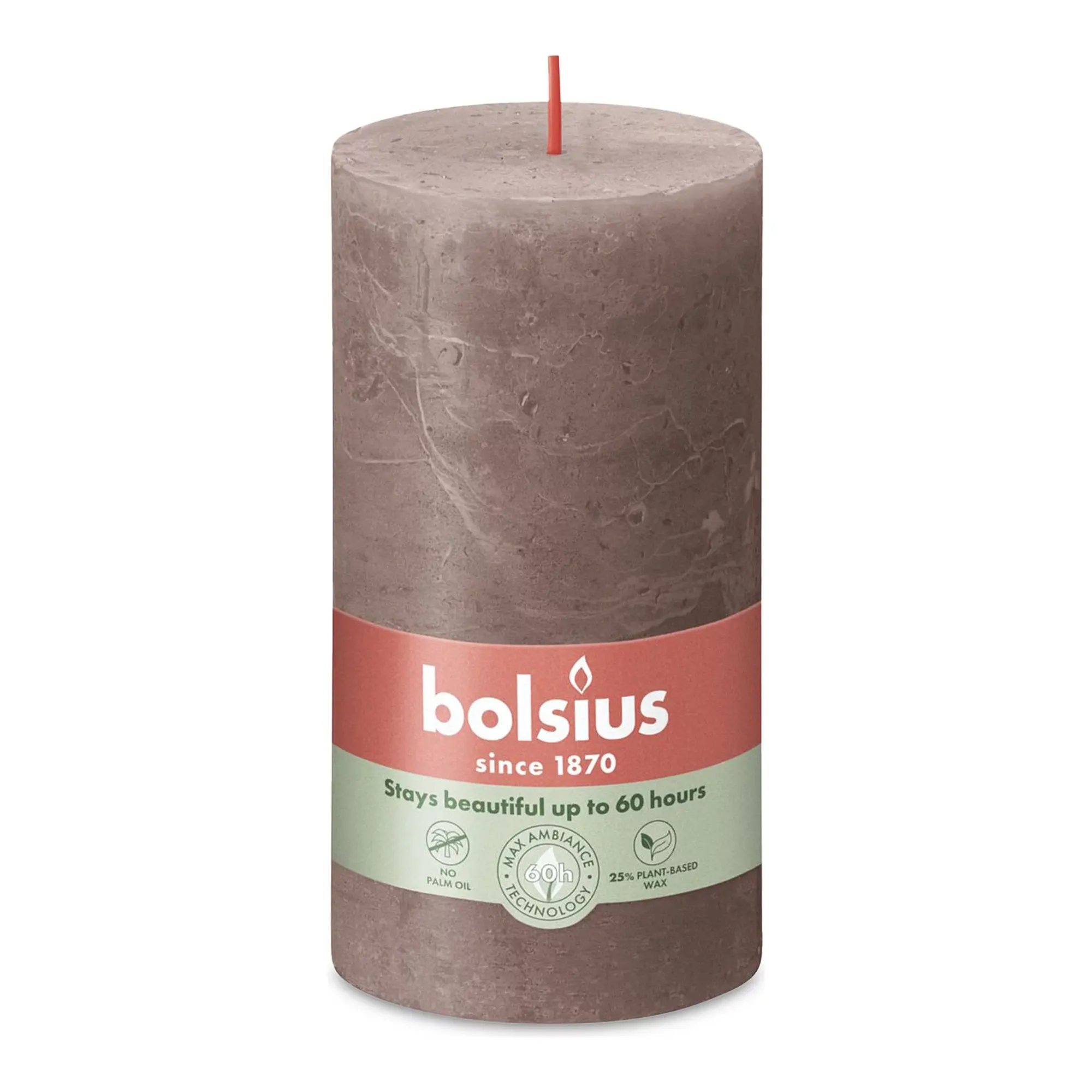Bolsius Rustiek Stompkaars Rustic Taupe Ø68x130 mm 60 uur (4 stuks)