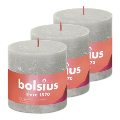 Bolsius Rustiek Stompkaars Sandy Grey Ø100x100 mm 62 uur (3 stuks)