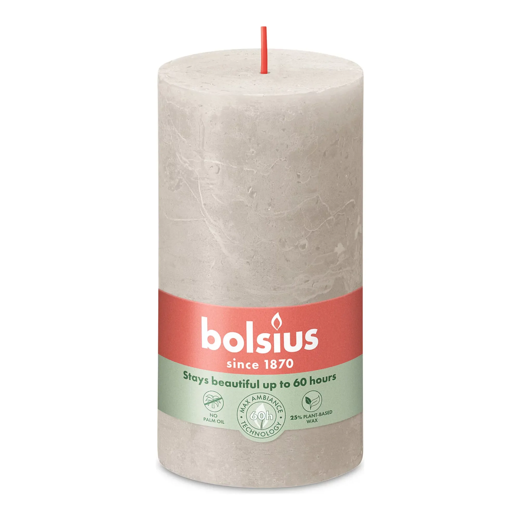 Bolsius Rustiek Stompkaars Sandy Grey Ø68x130 mm 60 uur (4 stuks)