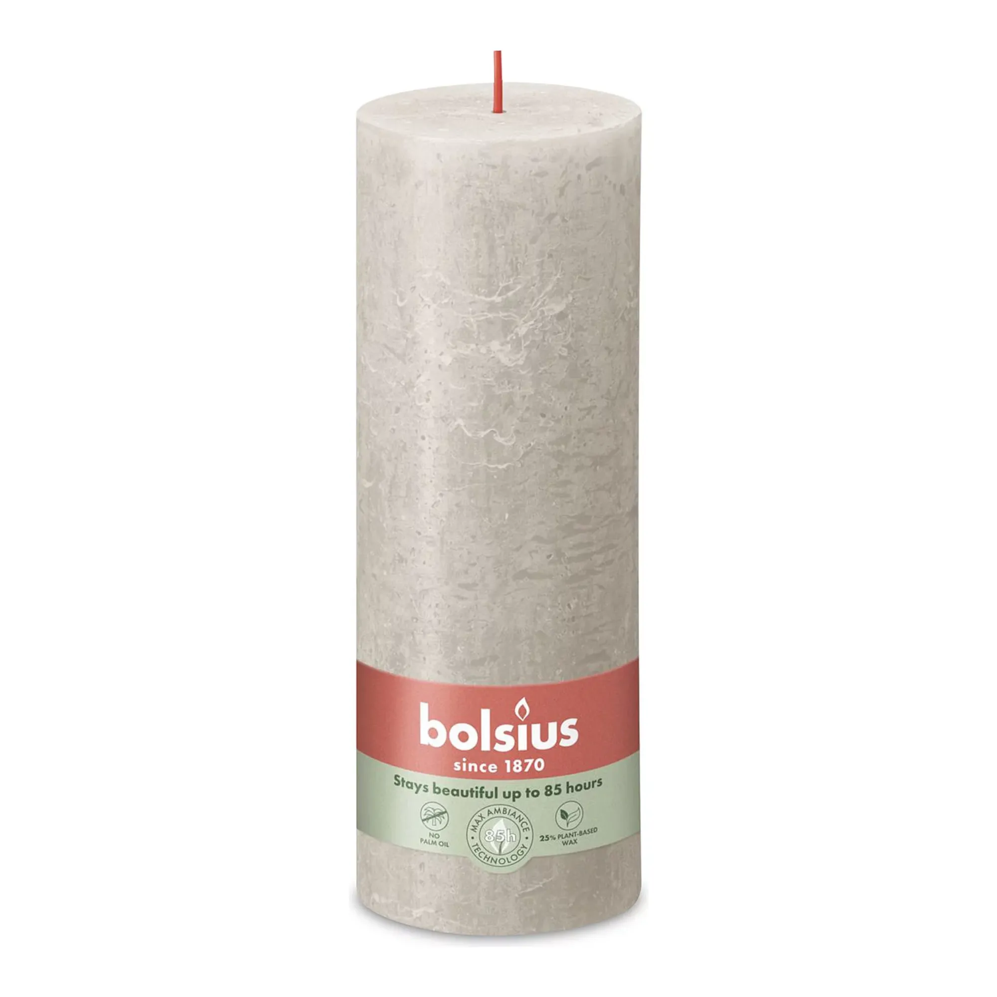 Bolsius Rustiek Stompkaars Sandy Grey Ø68x190 mm 85 uur (4 stuks)