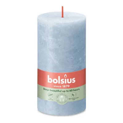 Bolsius Rustiek Stompkaars Sky Blue Ø68x130 mm 60 uur (4 stuks)