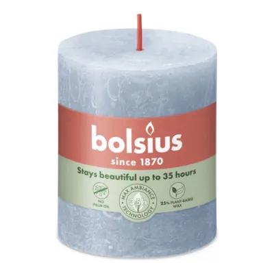 Bolsius Rustiek Stompkaars Sky Blue Ø68x80 mm 30 uur (4 stuks)