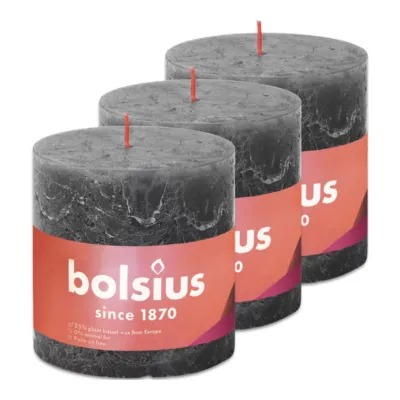 Bolsius Rustiek Stompkaars Stormy Grey Ø100x100 mm 62 uur (3 stuks)