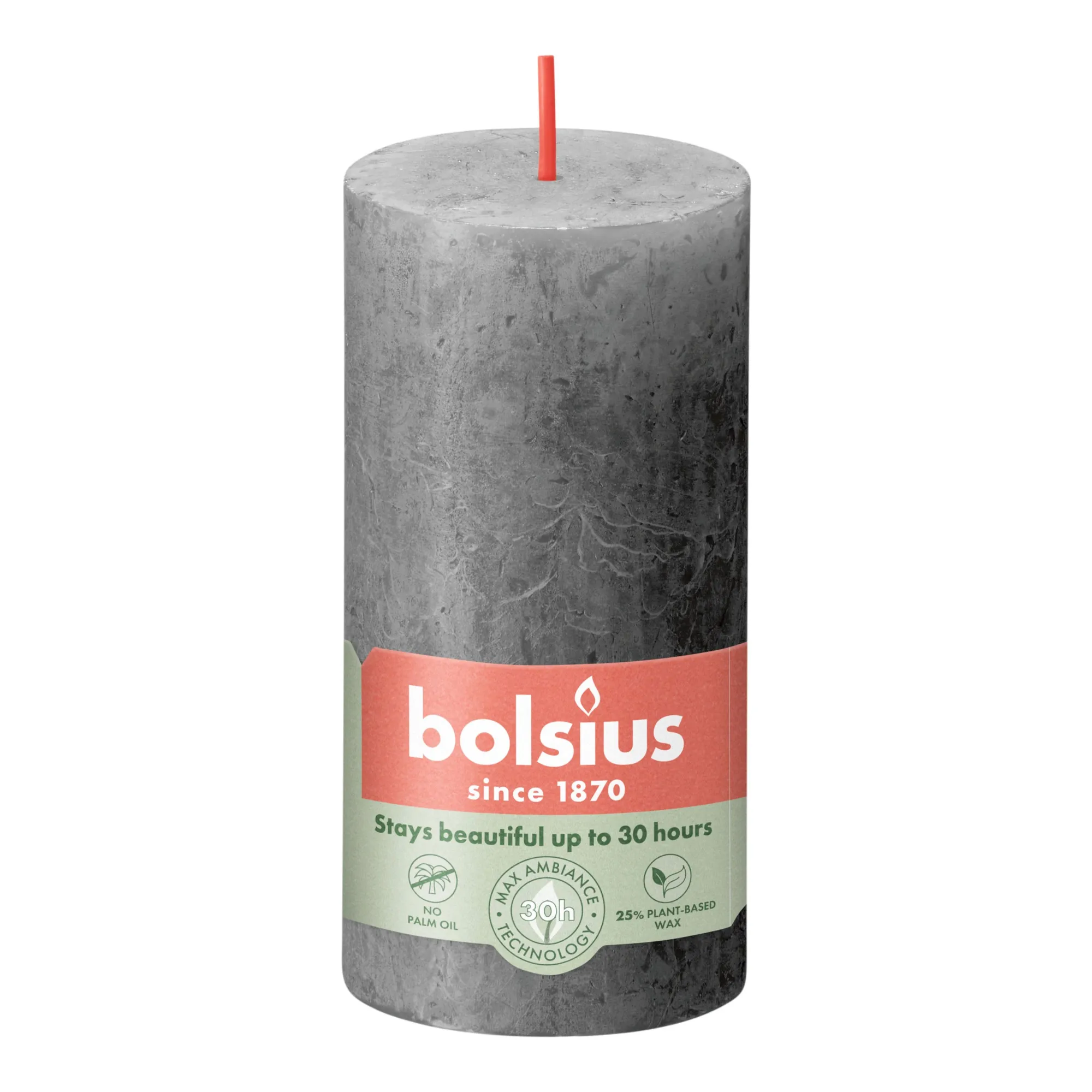 Bolsius Rustiek Stompkaars Stormy Grey Ø50x100 mm 30 uur (8 stuks)