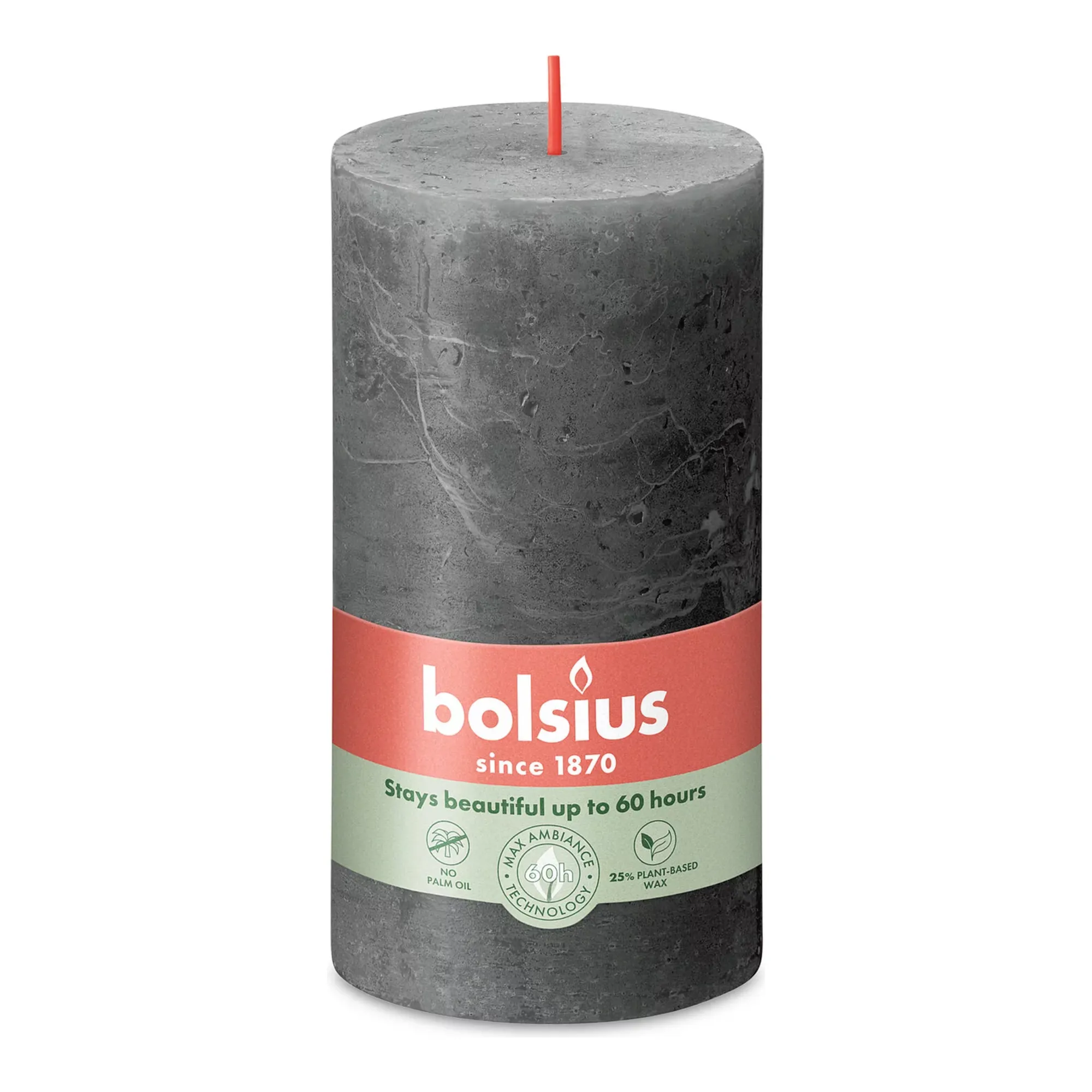 Bolsius Rustiek Stompkaars Stormy Grey Ø68x130 mm 60 uur (4 stuks)