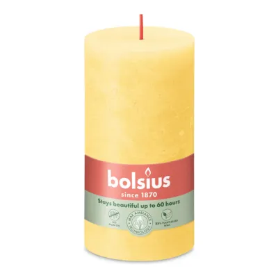 Bolsius Rustiek Stompkaars Sunny Yellow Ø68x130 mm 60 uur (4 stuks)