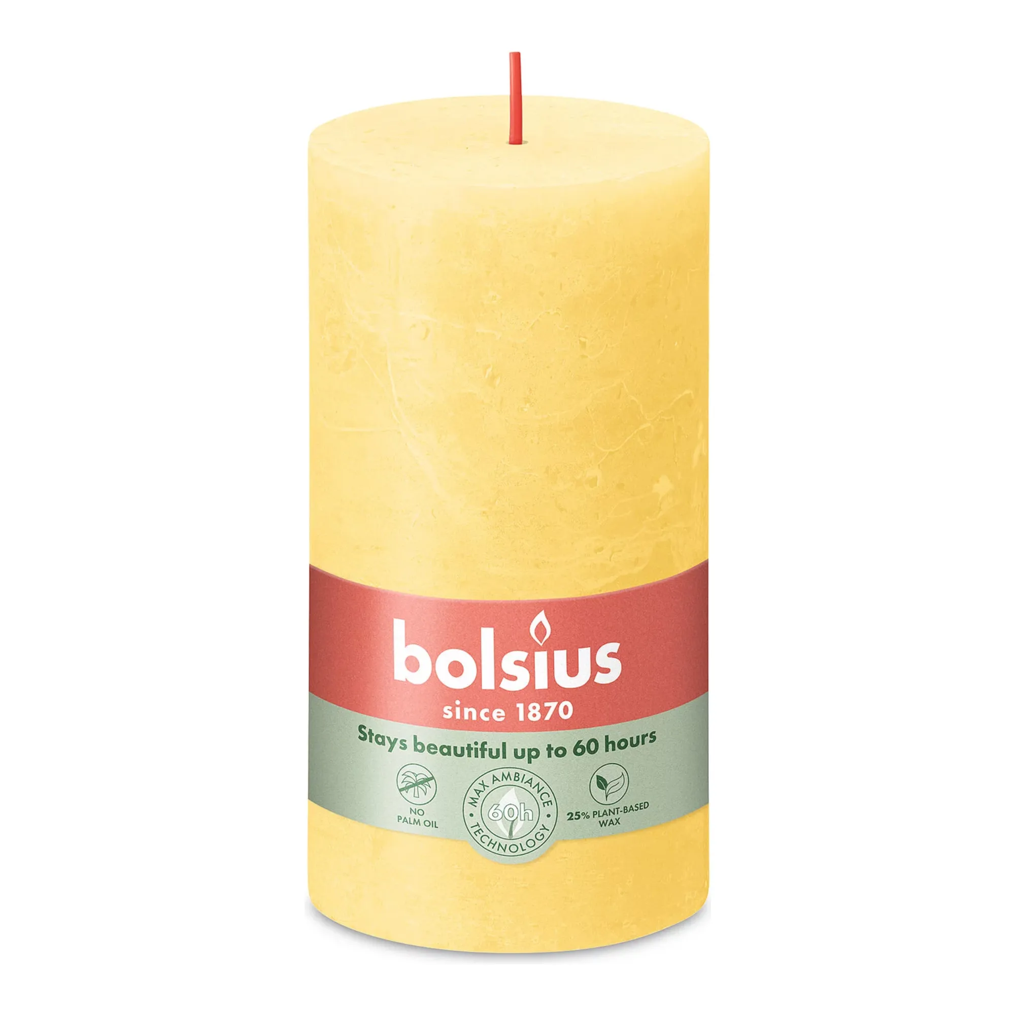 Bolsius Rustiek Stompkaars Sunny Yellow Ø68x130 mm 60 uur (4 stuks)