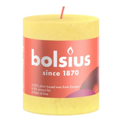 Bolsius Rustiek Stompkaars Sunny Yellow Ø68x80 mm 30 uur (4 stuks)