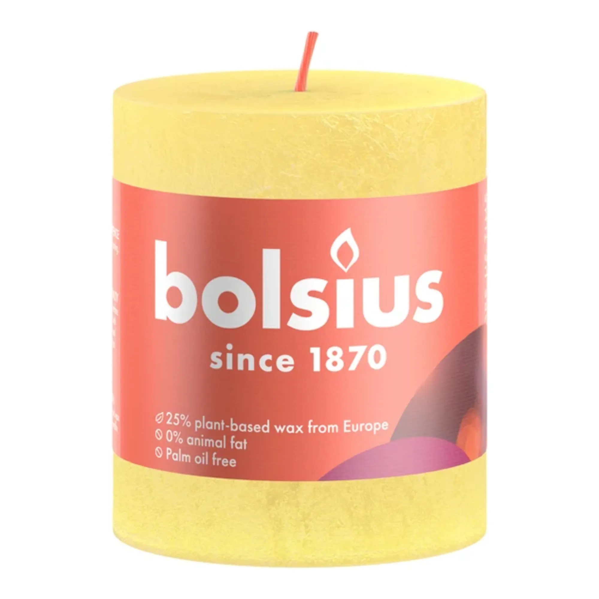 Bolsius Rustiek Stompkaars Sunny Yellow Ø68x80 mm 30 uur (4 stuks)