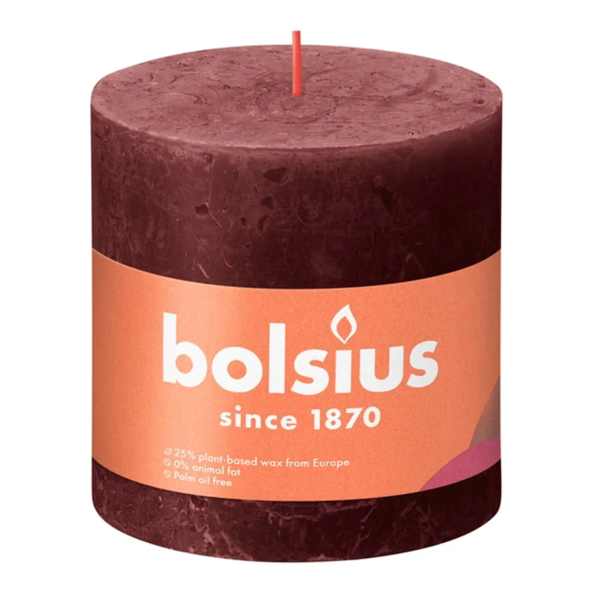 Bolsius Rustiek Stompkaars Velvet Red Ø100x100 mm 62 uur (3 stuks)
