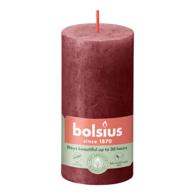 Bolsius Rustiek Stompkaars Velvet Red Ø50x100 mm 30 uur (8 stuks)