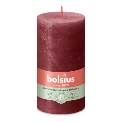 Bolsius Rustiek Stompkaars Velvet Red Ø68x130 mm 60 uur (4 stuks)