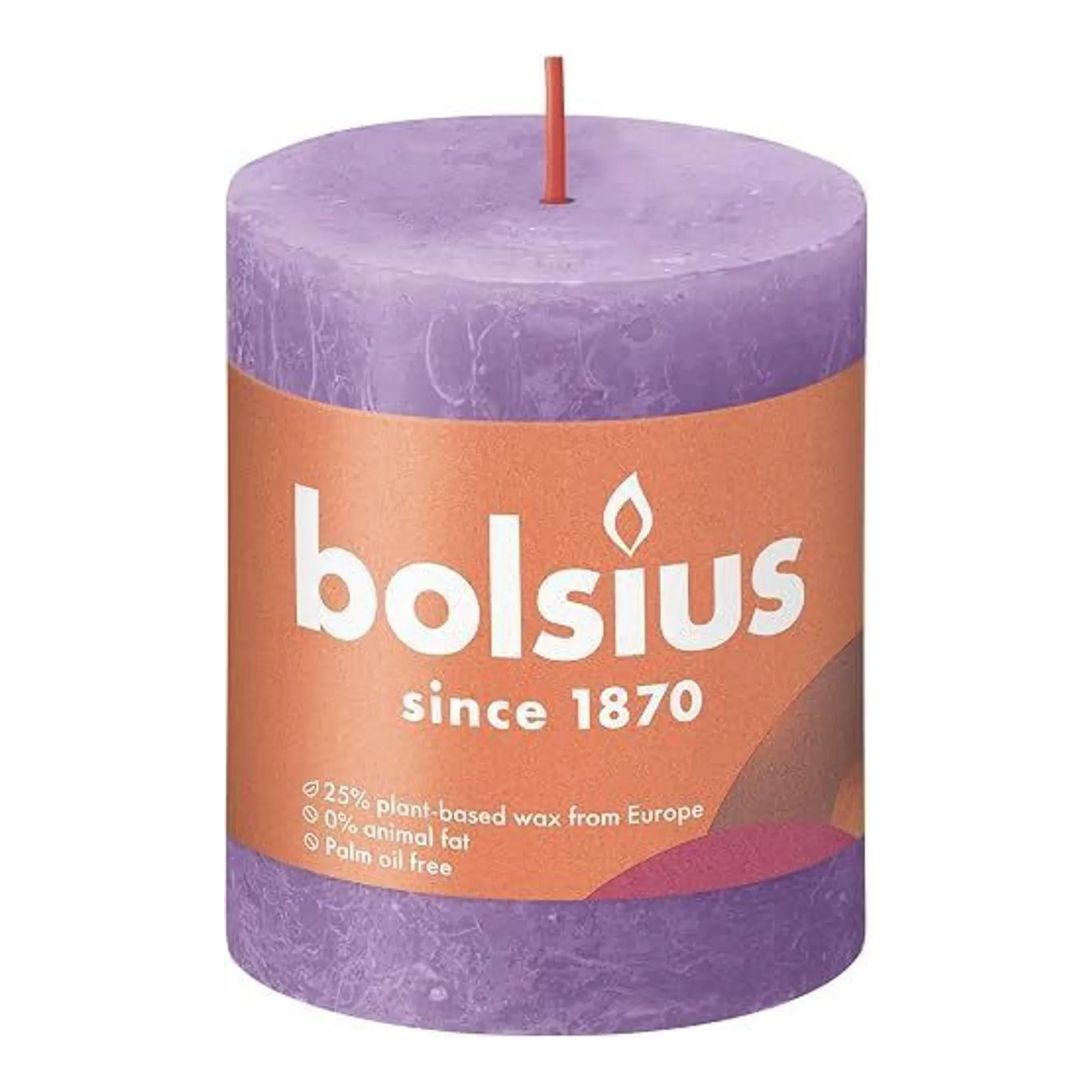 Bolsius Rustiek Stompkaars Vibrant Violet Ø68x80 mm 30 uur (4 stuks)