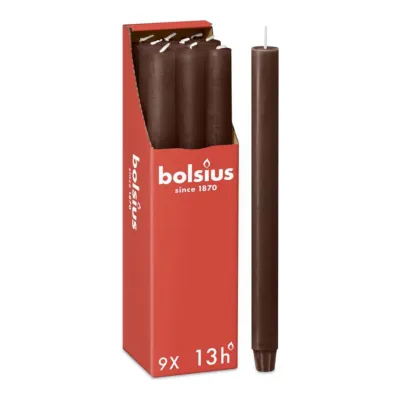 Bolsius Rustiek Tafelkaars Chocolate Brown Ø23x270 mm 13 uur (9 stuks)
