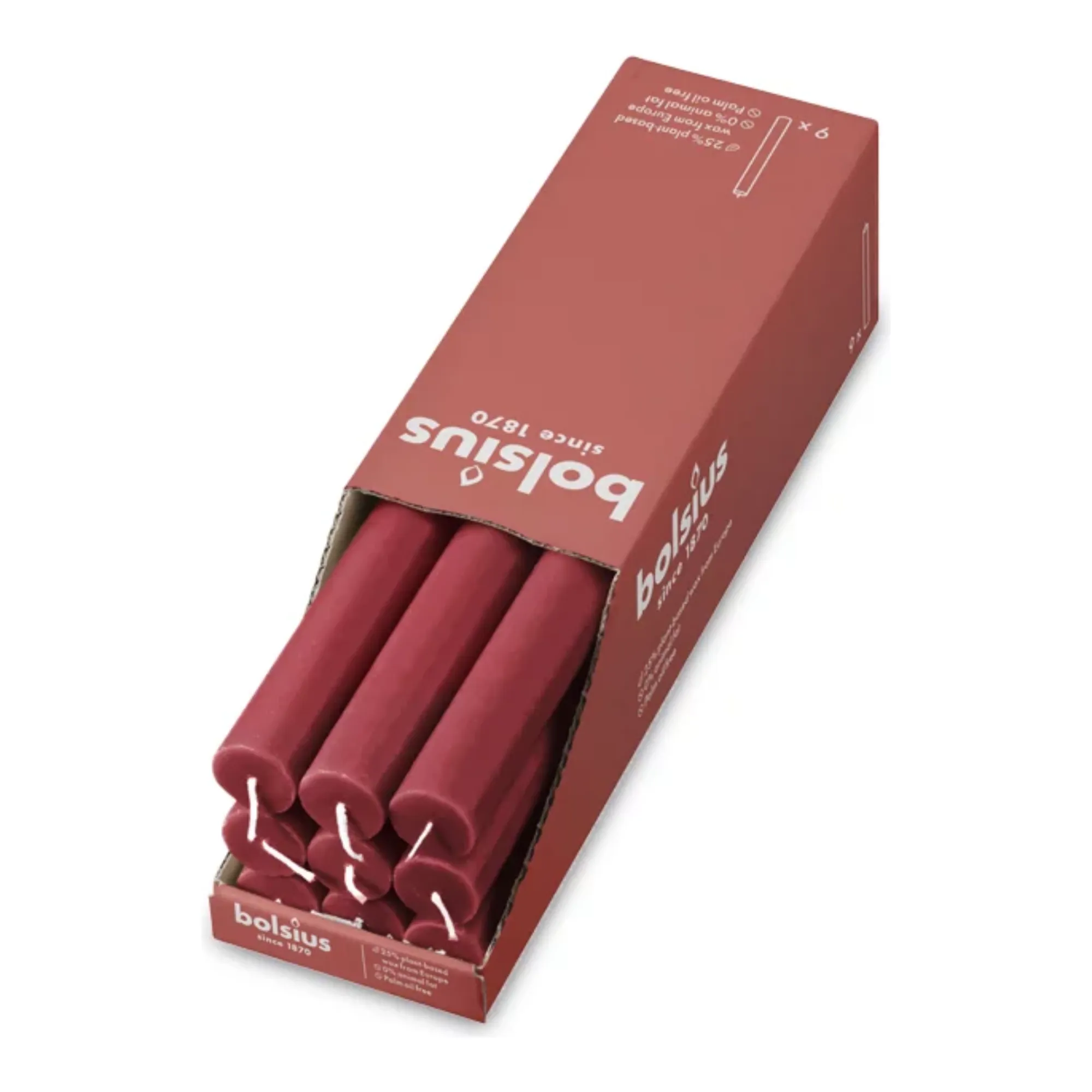 Bolsius Rustiek Tafelkaars Delicate Red Ø23x270 mm 13 uur (9 stuks)