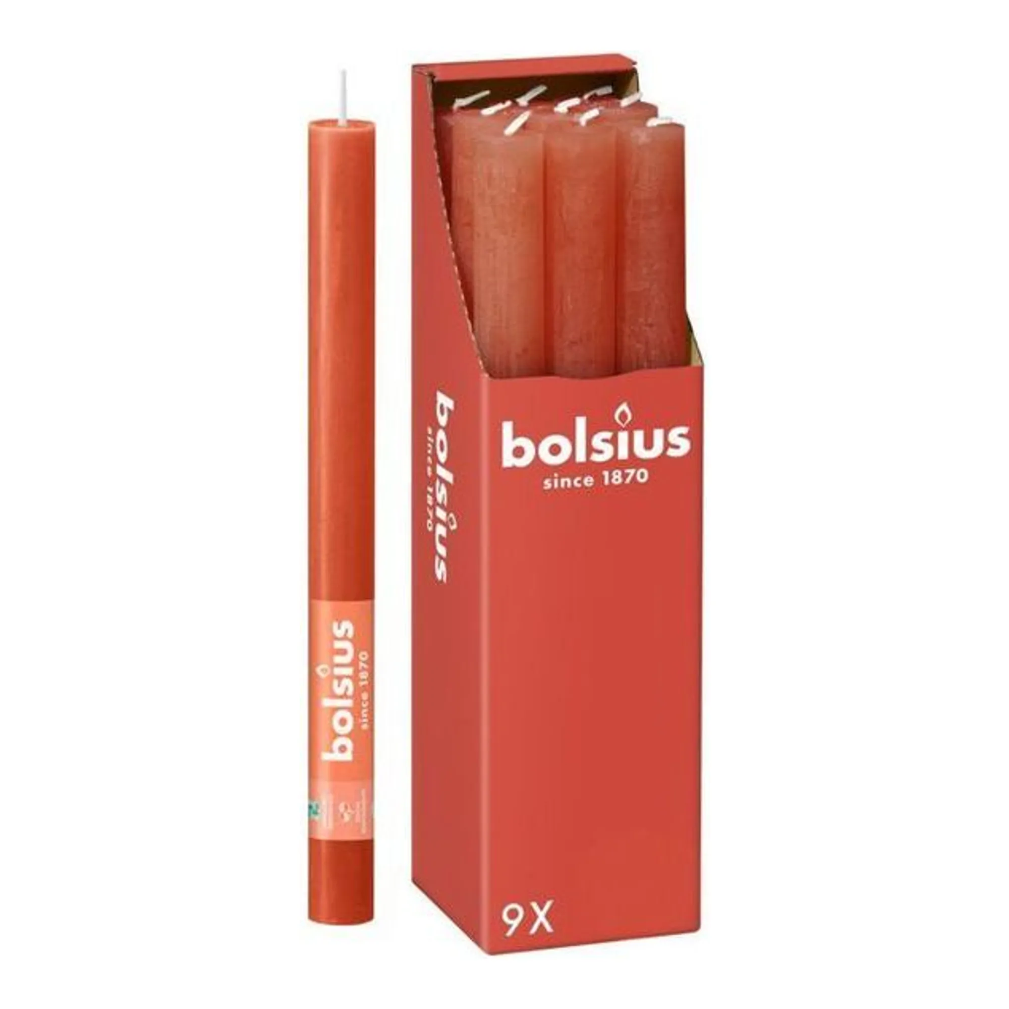 Bolsius Rustiek Tafelkaars Earthy Orange Ø23x270 mm 13 uur (9 stuks)