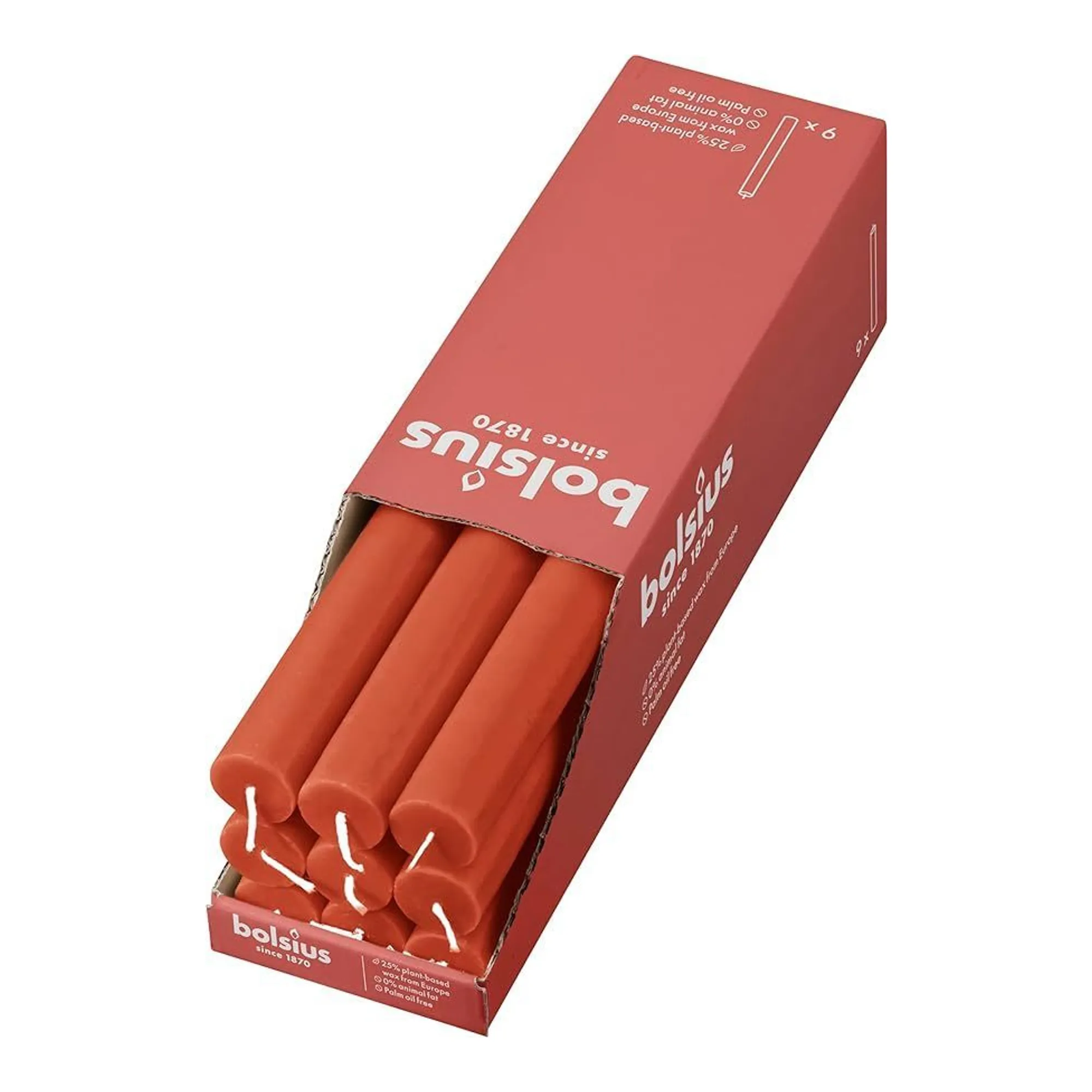 Bolsius Rustiek Tafelkaars Earthy Orange Ø23x270 mm 13 uur (9 stuks)
