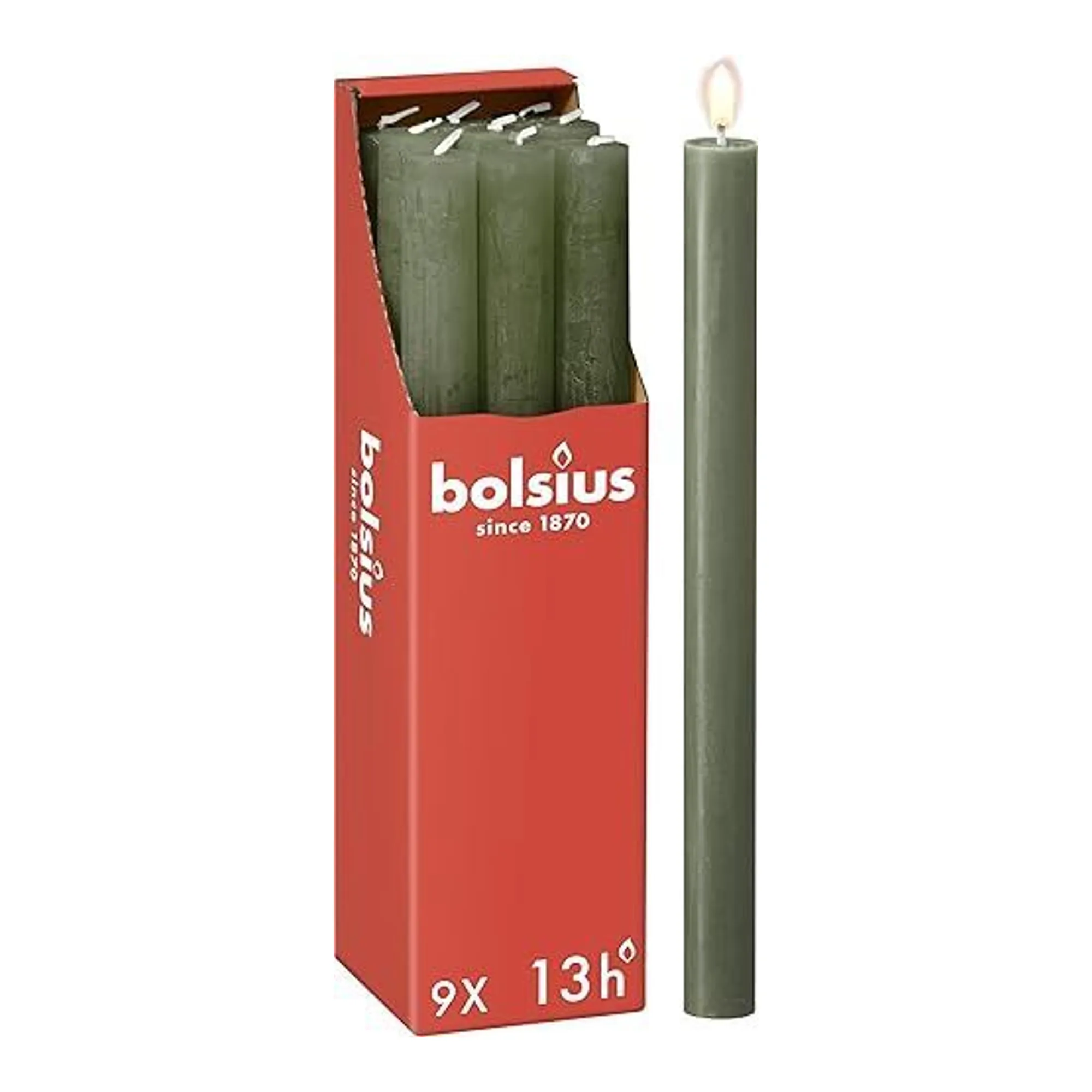 Bolsius Rustiek Tafelkaars Fresh Olive Ø23x270 mm 13 uur (9 stuks)