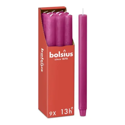 Bolsius Rustiek Tafelkaars Fuchsia Ø23x270 mm 13 uur (9 stuks)