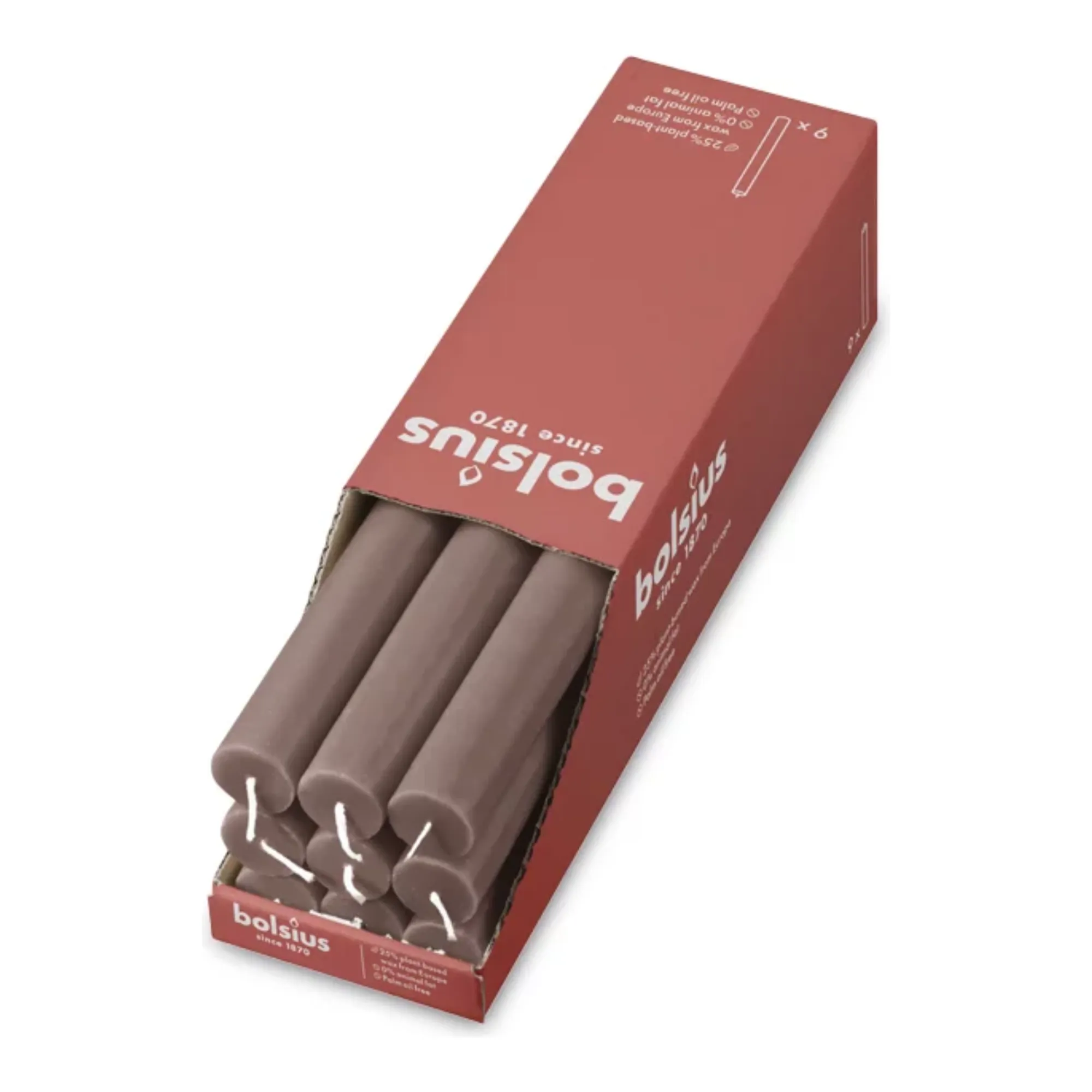 Bolsius Rustiek Tafelkaars Rustic Taupe Ø23x270 mm 13 uur (9 stuks)