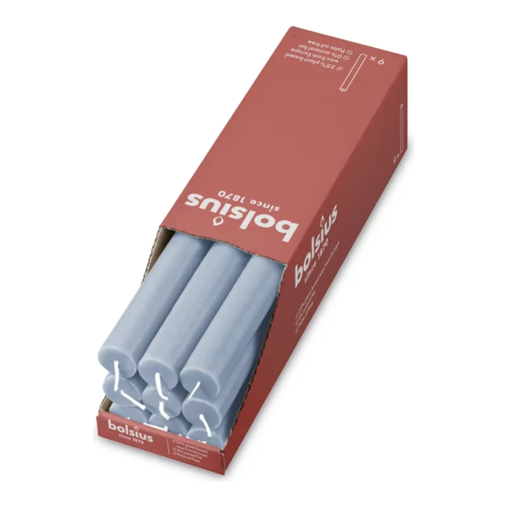 Bolsius Rustiek Tafelkaars Sky Blue Ø23x270 mm 13 uur (9 stuks)