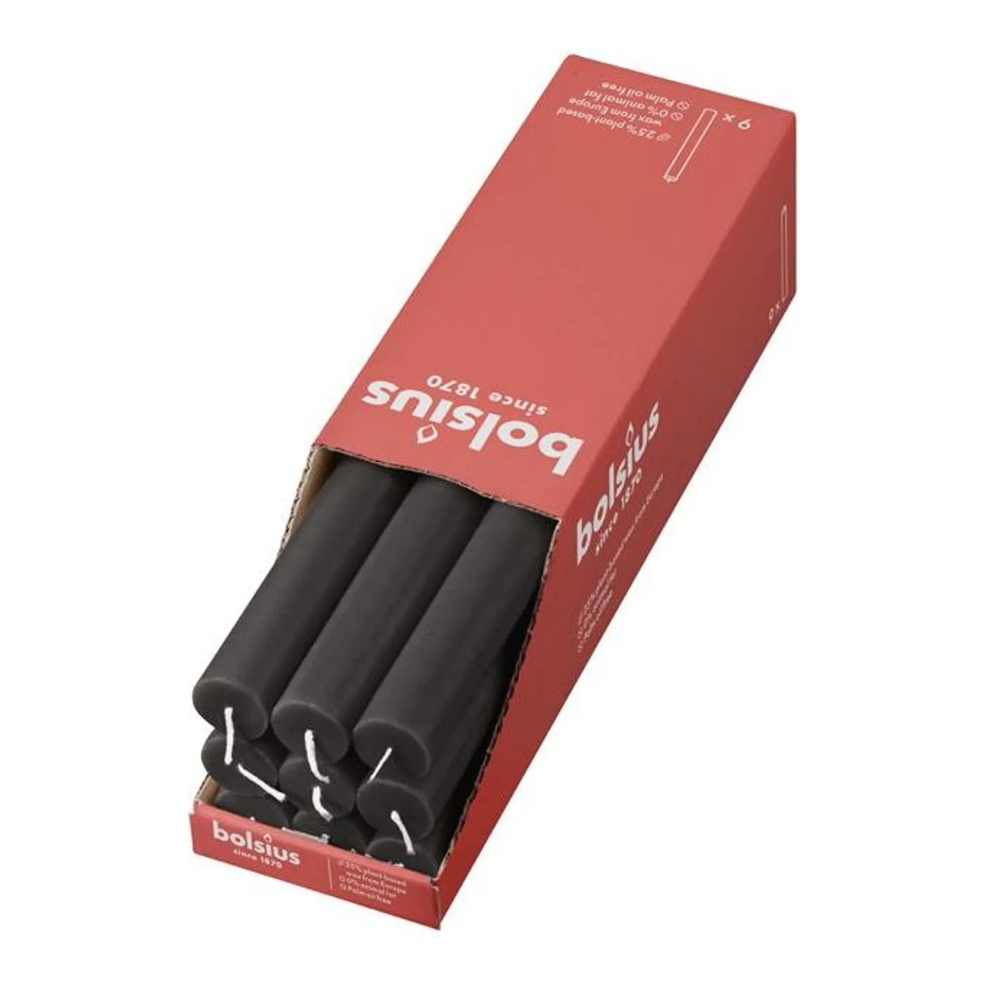 Bolsius Rustiek Tafelkaars Stormy Grey Ø23x270 mm 13 uur (9 stuks)
