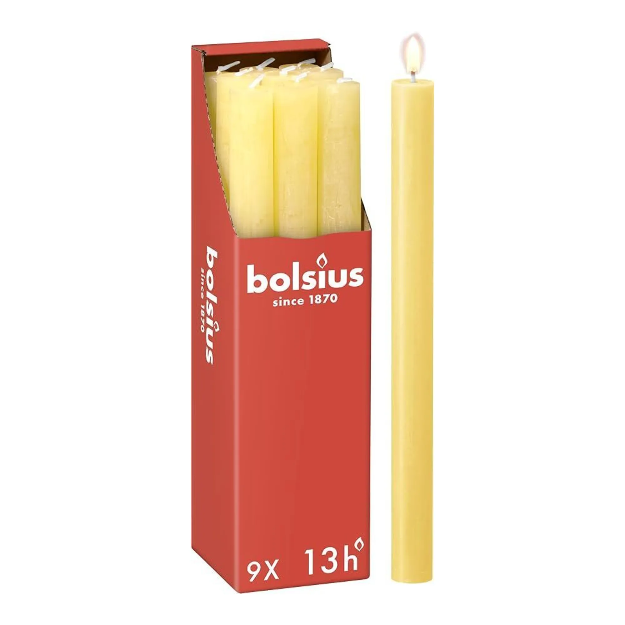 Bolsius Rustiek Tafelkaars Sunny Yellow Ø23x270 mm 13 uur (9 stuks)