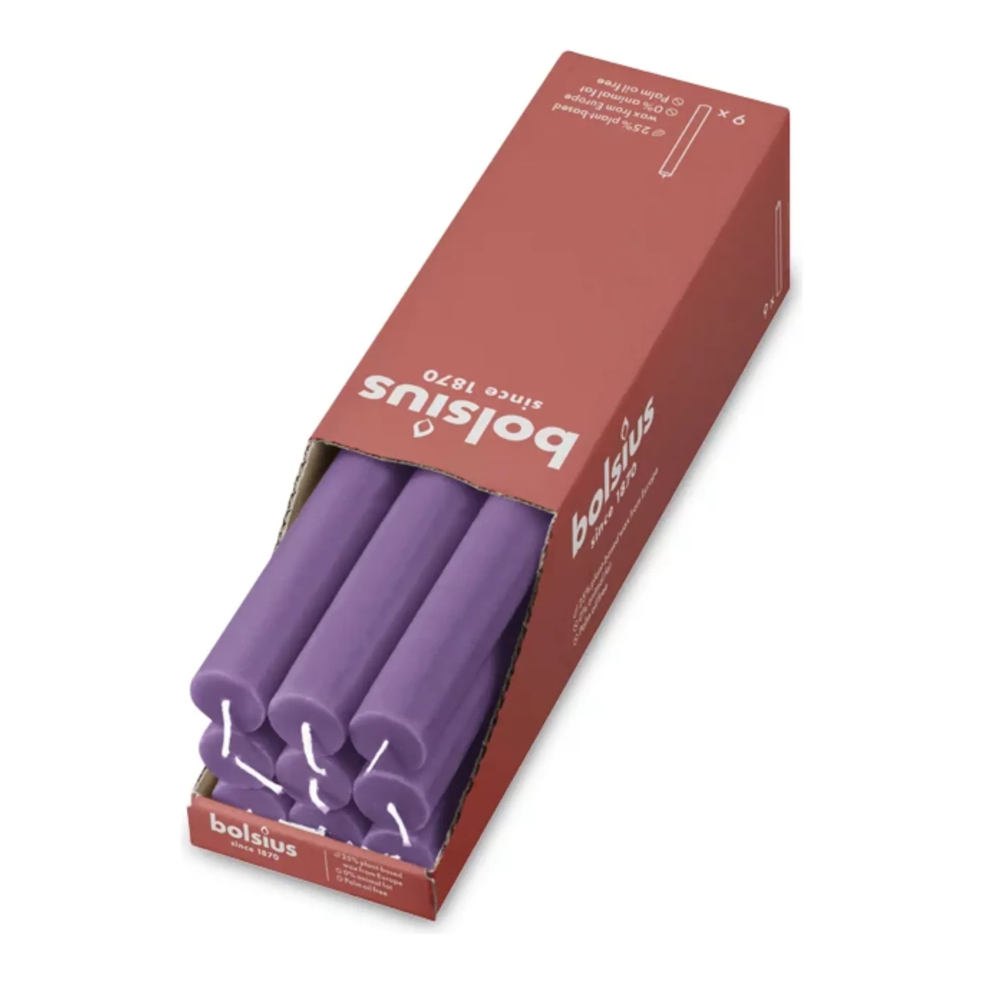 Bolsius Rustiek Tafelkaars Vibrant Violet Ø23x270 mm 13 uur (9 stuks)