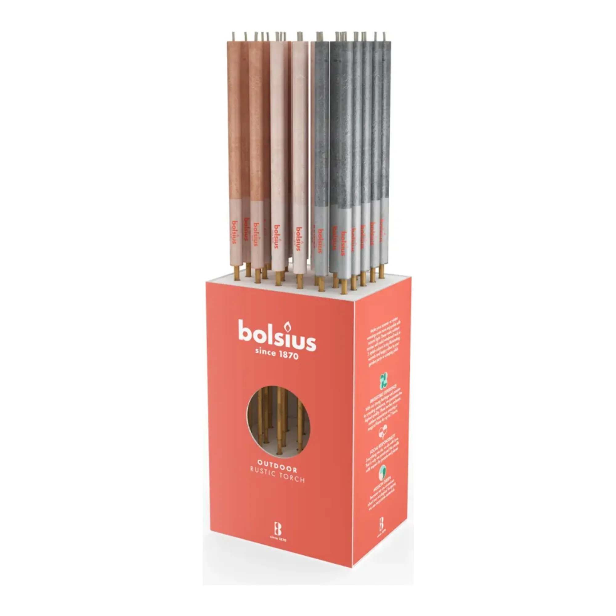 Bolsius Rustieke Tuinkaarsfakkels Assorti Gekleurd Ø30x1130 mm (32 stuks)