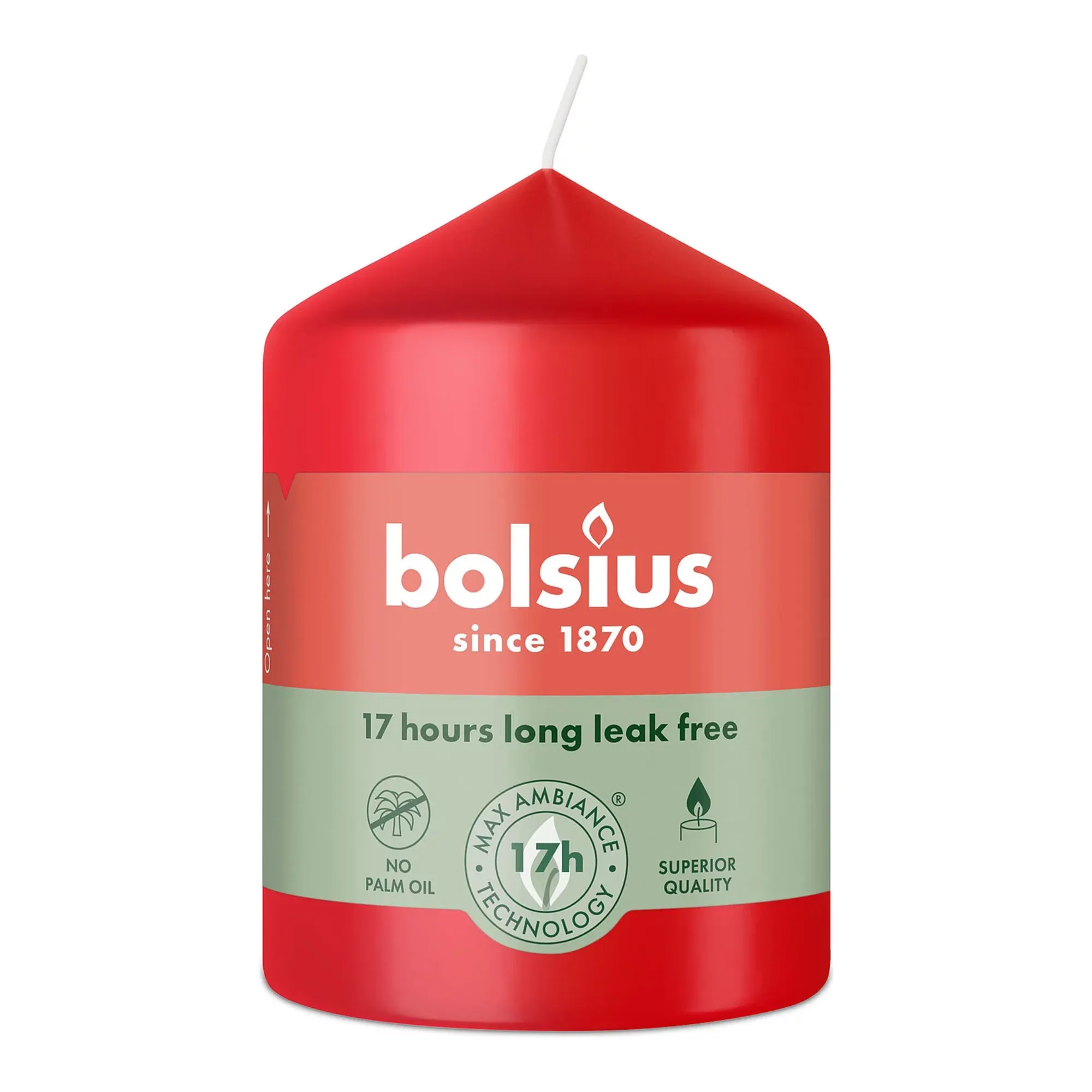 Bolsius Stompkaars Delicate Red Ø58x80 mm 17 uur (6 stuks)