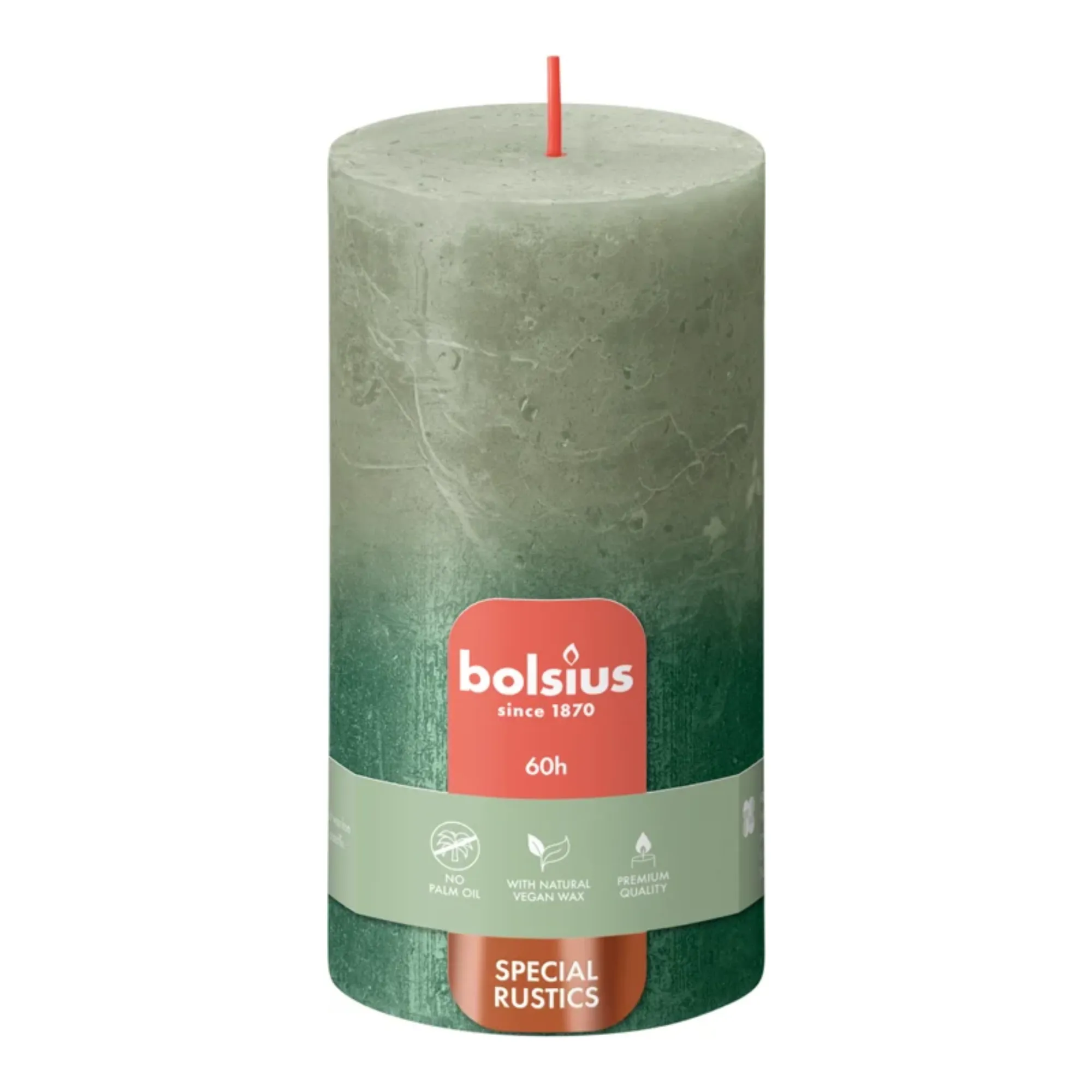 Bolsius Stompkaars Fresh Olive + Metallic Green Ø68x130 mm 60 uur (4 stuks)
