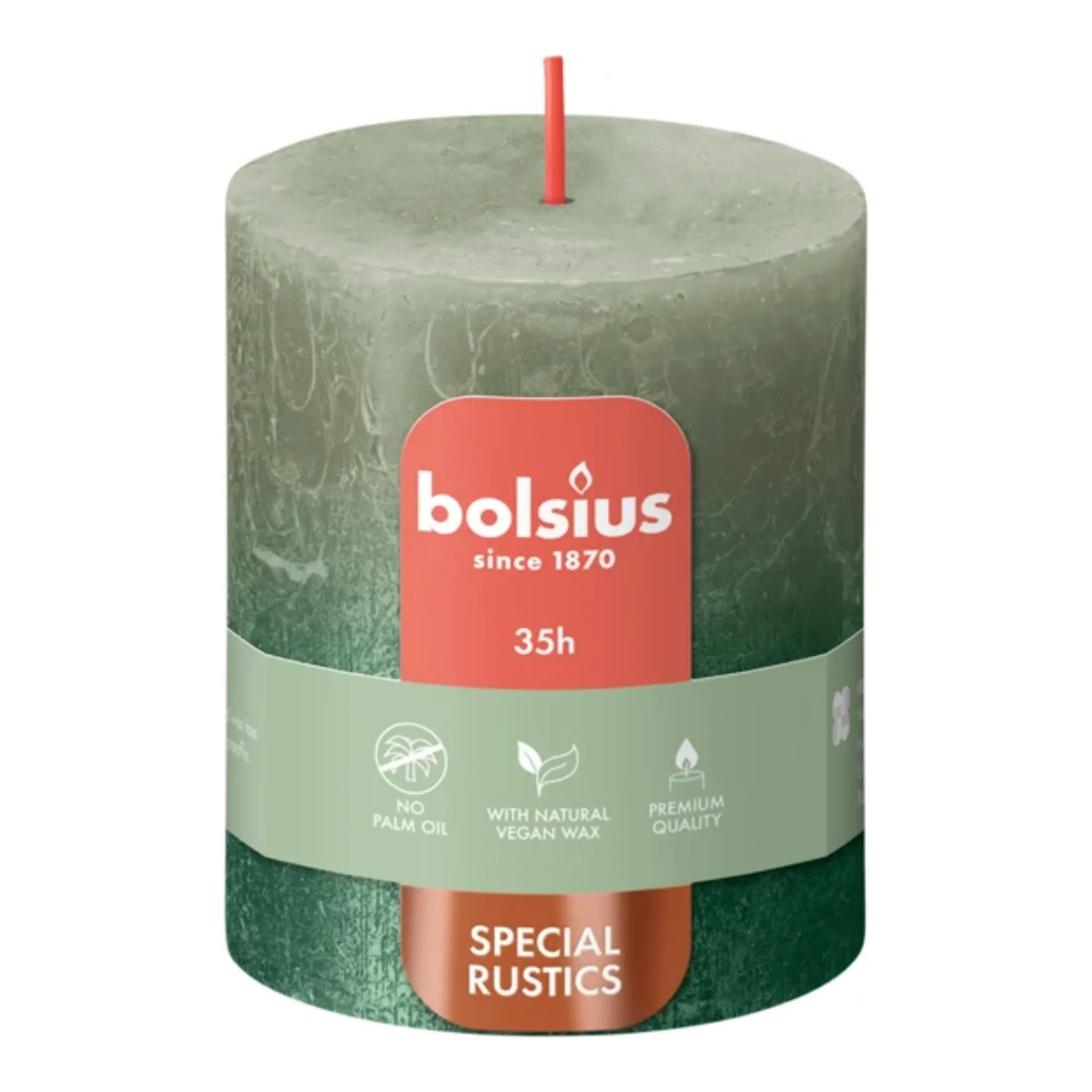 Bolsius Stompkaars Fresh Olive + Metallic Green Ø68x80 mm 35 uur (4 stuks)