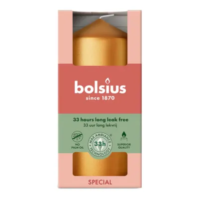 Bolsius Stompkaars Metallic Golden Orange Ø58x120 mm 33 uur (6 stuks)