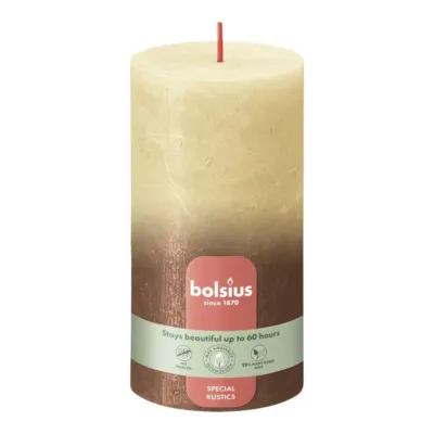 Bolsius Stompkaars Oat Beige + Copper Ø68x130 mm 60 uur (4 stuks)