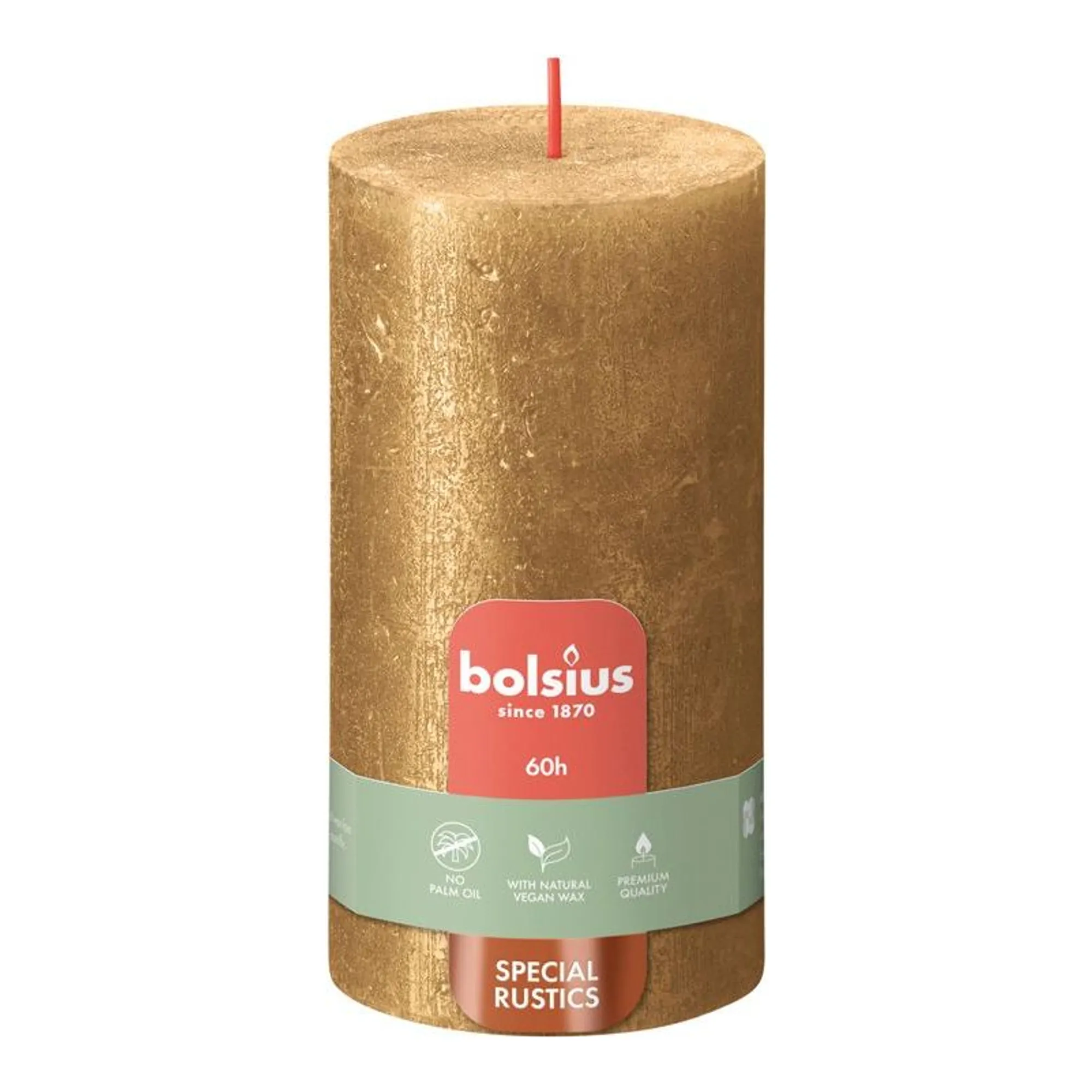 Bolsius Stompkaars Shimmer Gold Ø68x130 mm 60 uur (4 stuks)
