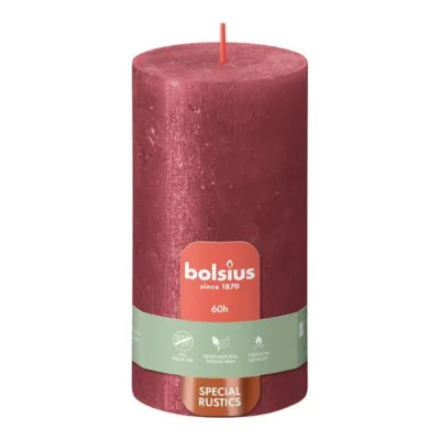 Bolsius Stompkaars Shimmer Red Ø68x130 mm 60 uur (4 stuks)